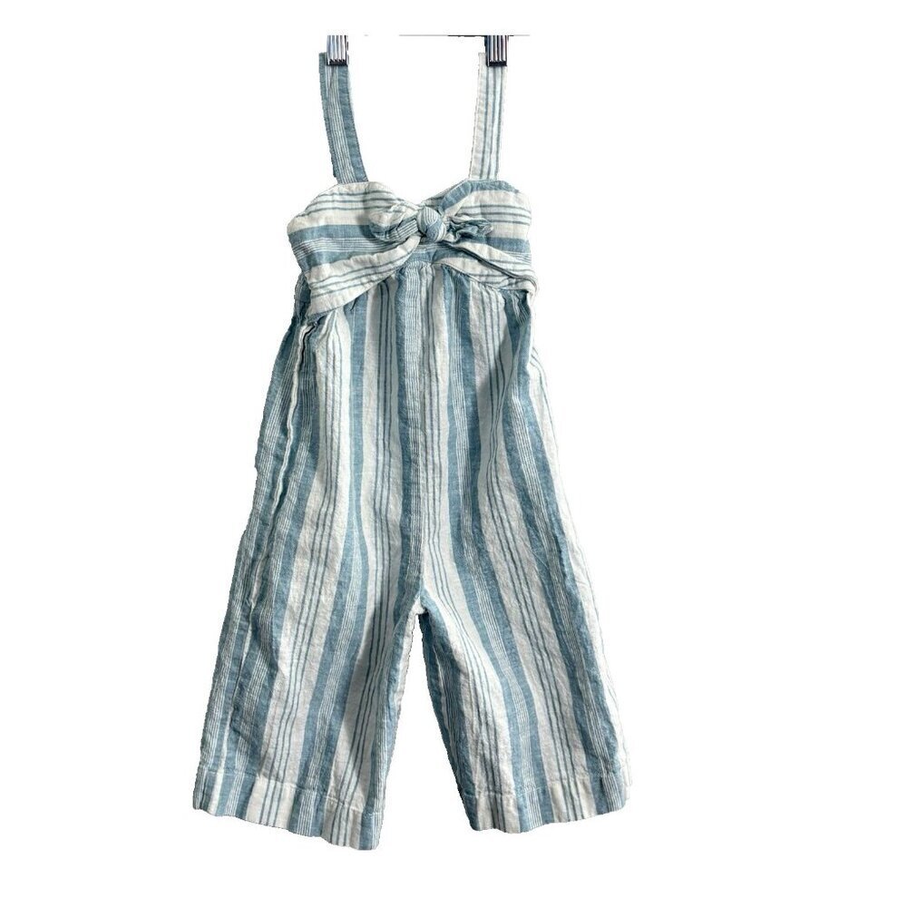 HOPE & HENRY Girls Jumpsuit Size 3 Blue Stripe‎ Toddler Summer Spring Cute 2a-11